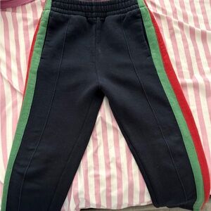 Gucci Kids Black Sweatpants with Green and Red Accents